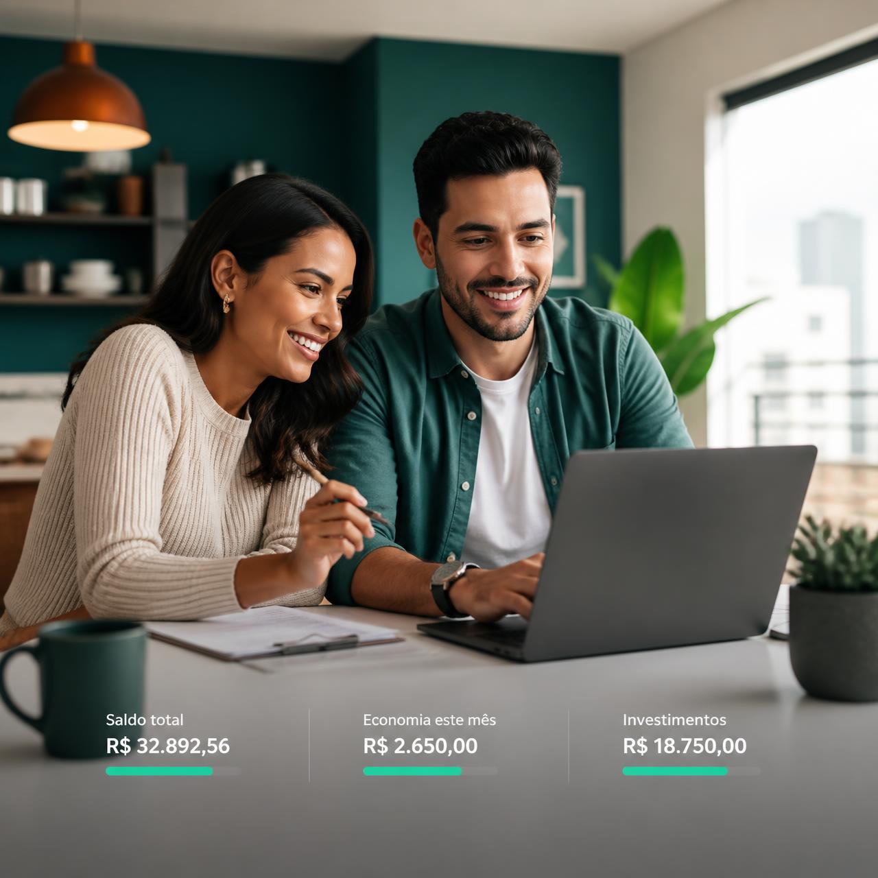 Casal acompanhando a regularização do crédito pelo atendimento digital ARC4